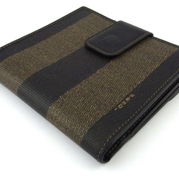 Authentic FENDI W hook purse pecan beige PVC ~ leather Auth used - Picture 4 of 9